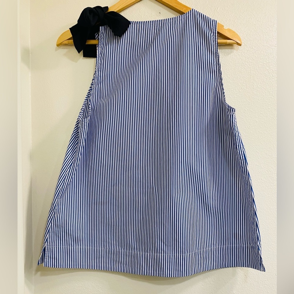 J. Crew Striped Sleeveless Top with Shoulder Bow - Blue & Black size 6 - Picture 7 of 8